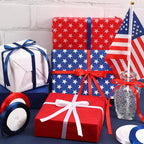 DECYOOL Patriotic Ribbons, 4 Rolls 100 Yards 4th of July Satin Ribbons 10mm Wide Red White Blue Independence Day Craft Ribbon for Gift Wrapping Patriotic Party Decorations