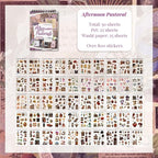Vintage Scrapbook Sticker Supplies, 25 Sheets PET and 25 Sheets Washi Stickers, Over 800 Self-Adhesive Pre-Cut Stickers for Junk Journal, Bujo, Collage, Adult Crafts Arts, Letters DIY