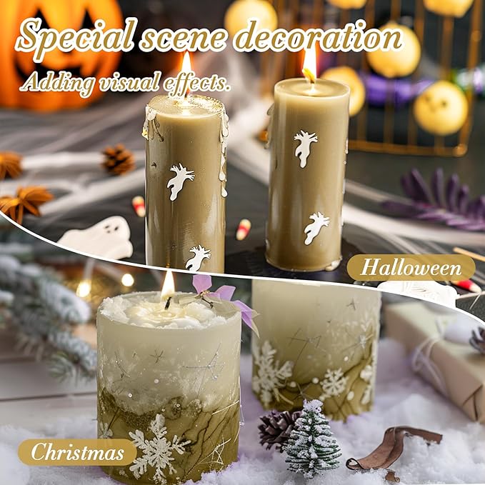 Nude Snow Pearled-Candles with Wicks - DIY Candle Sand,Pearled Sand Wax with Wicks,Pearled Wax,Refillable for Weddings,Partie,Halloween,Christmas,Thanksgiving