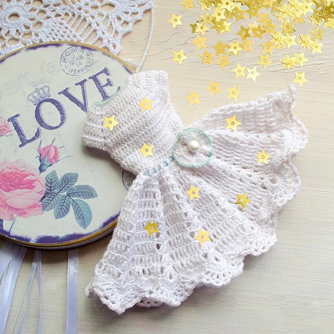 10 Grams 5mm/0.2" Gold Tiny Star Sew on Sequins Mini Hollow Star Sequins Embroidery Sequin with Holes DIY Loose Sequin for Sewing Dolls Jewelry Making Crafts