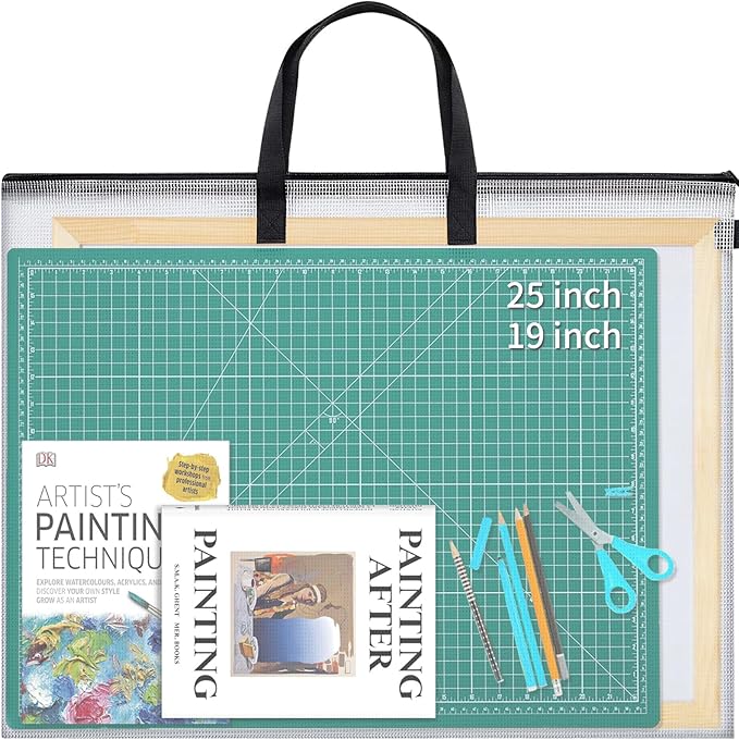 25x19 inches Art Portfolio Case, Storage Chart Art Portfolio Bag with Handle, Zippered Storage Folder for Bulletin Board, Poster, Scrapbook, and Keepsake