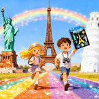 FUNNYB&G Foil Art Craft for Kids - Christmas Crafts Gift Party Favors Stocking Stuffers for Kids Fun Art Supplies Creative Birthday Gift Travel Toys for Girls Boys 4 5 6 7 8 9 Years Old(Buildings)