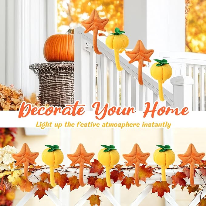 10 Pcs Plush Pumpkin Maple Stuffed Bendable Stems Plush Bouquet Toy Soft Flower 12.6 Inch for Thanksgiving 2025 Fall Autumn Girl Girlfriend Wife(Fall Style)