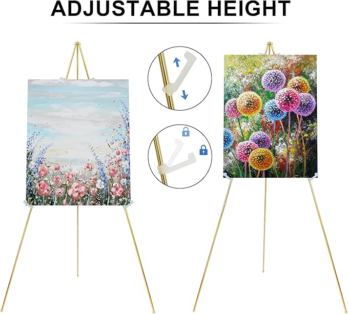 Easel Stand for Sign 63'' Art Easels for Display Wedding Welcome Poster Stand Portable Floor Metal Easel Gold 3 Pack