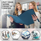 Dunwell 12x18 Art Portfolio Binder with Black Mounting Paper (Blue), Large Portfolio Folder for Artwork Storage, 24 Sleeves Display 48 Pages, 12 x 18 Presentation Book, Acid-Free Poly