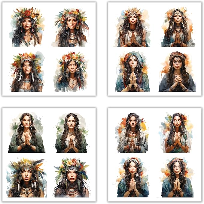 XERE 80 Pcs Mythic Enchantress Women Portraits Scrapbook Stickers Set for Scrapbooking and Journaling Notebooks, Junk Journal Supplies, Sketchbook, Bookmark Making Sticker