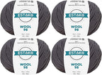 Estako Wool 98 (4- Skeins Pack) 100% Superwash Merino Wool Medium Worsted Weight Soft Knitting and Crochet Yarn (4 x 1.76 oz) (4 x 98 yds) (6357-Smokey Grey)