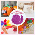 MECCANIXITY Wool Roving Yarn Soft Felting Wool 50g/1.76oz Pure Chunky Roving Yarn for Needle Felting Knitting Blanket Spinning Weaving Art DIY Craft Purple Red