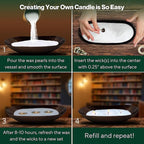 LILY LADUE 2lb/32OZ Pearled Candles Sand and Wicks with Bronze Bowl - White Unscented Plant-Based Pearl Sand Wax with 48 Wicks, Gift-Ready DIY Candle Making Kit with Reusable Powder Wax Beads