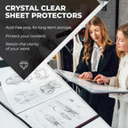 Dunwell 11x17 Art Portfolio Binder with Black Mounting Paper (Ruby), Large Portfolio Folder for Artwork Storage, 24 Clear Plastic Sleeves, Displays 48 Pages, Acid-Free Poly 11 x 17 Presentation Book