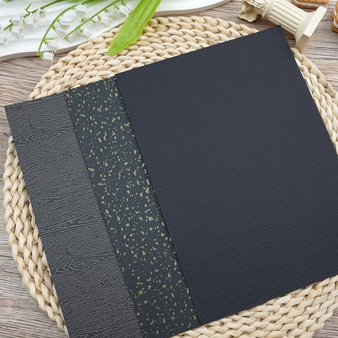 LewuwoPoing 30 Sheets Textured Art Paper Assorted Set 5.8x8.3 Inch A5 Mixed Special Craft Paper for Scrapbooking Junk Journaling Supplies dialy Plan Gift Card Embellishments Work(Black)