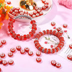 AIPRIDY European Large Hole Beads, Colorful Glass Charm Beads Set, Assorted Patterns and Designs (red+Green+lenmon)
