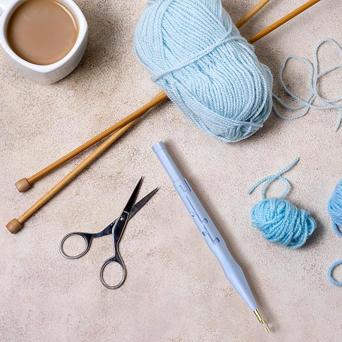 2 PCS Adjustable Embroidery Punch Needle Threader, Felting Threader Needle Pen Tool with Wire Guide for DIY Handmade Art Crafts, Stitching Applique Embellishment, Embroidery Rug, Rug Punch Tool