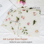 ANXINZENITH Handmade Botanical Craft Paper - 15 Sheets A4 Acid-Free Art Paper for Watercolor,Wedding Invites,Scrapbooking - Vintage Textured Designs for DIY,Gift Wrapping & Cultural Projects (15)