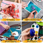 Acrylic Paint Brushes Set, 50Pcs Round Pointed Tip Artist Paintbrushes for Acrylic Painting Oil Watercolor Canvas Boards Rock Body Face Nail Art, Halloween Pumpkin Ceramic Crafts Supplies，Blue