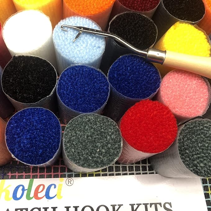 Latch Hook Kits for Adults, Pre-Printed Handmade Rug Crochet Yarns DIY Door Mat Kits for Home Decor Festival Gift 23.6"X15.8" (Sunrise)