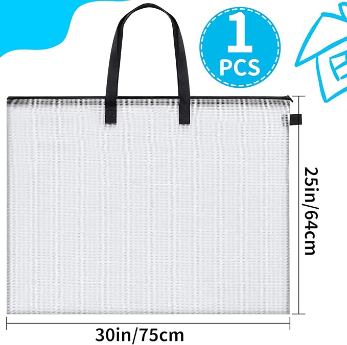 30x25 inches Extra-Large Art Portfolio Bag, Portfolio Folder for Artwork with Handle, Zippered Storage Folder for Poster, Scrapbook, Keepsake and Bulletin Board