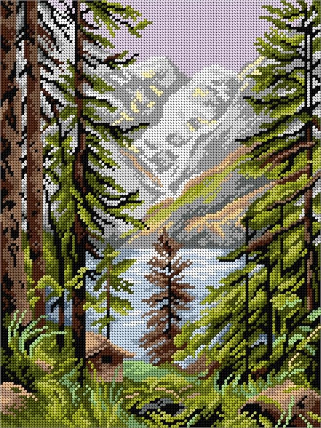Wizardi Needlepoint Canvas for halfstitch Without Yarn A Gloomy Day in Konigssee 3487J Orchidea