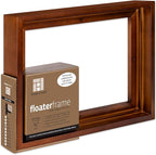 Ampersand Art Supply Floaterframe Readymade Frame for Flat and 7/8" Deep Wood Panel and Canvas Artwork, Paintings, Prints, and More, 9"x12", Walnut Bold