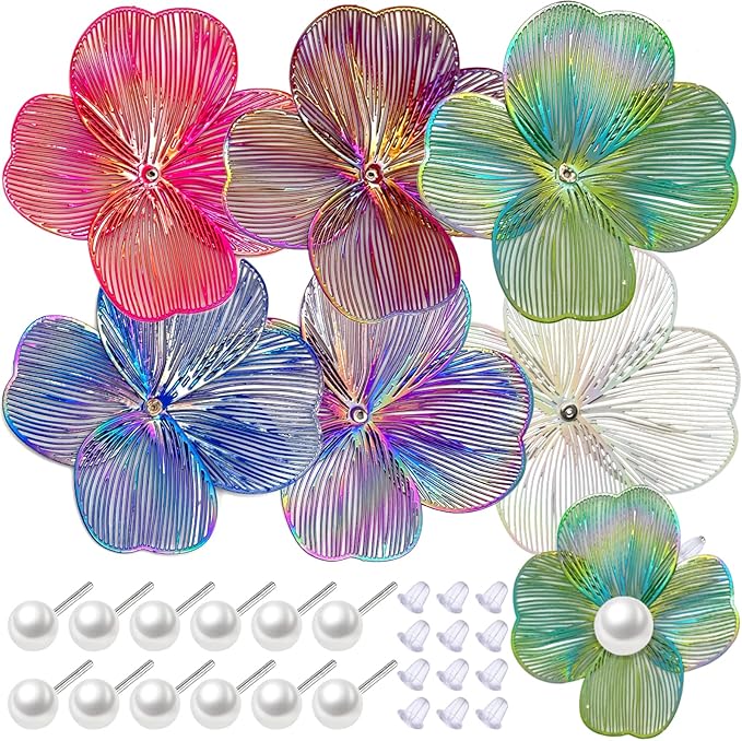 COLIGREE 6 Pairs Hollow Flower Filigree Stud Earrings Dazzling Floral Charms Jewelry Making Kits for DIY Earrings Necklaces Rings Hair Jewelries