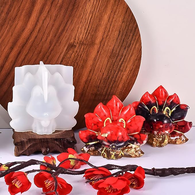 Tail Fox Molds Fox Resin Mold - Resin Casting Silicone Molds for Home Decor & Candle Making Wave Spiral Mold