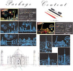 Scratch Rainbow Painting Art Postcards,Scratch & Sketch Art for Kids & Adults,Scratch Painting Creative Gift Engraving Art & Craft Set,Mini Envelope Postcard with 4 Tools,7.9''x5.5''(Modern Series)