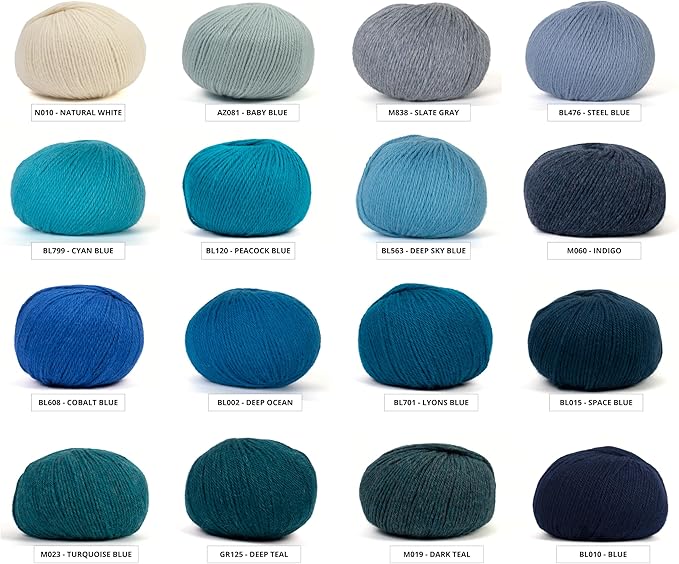 100% Baby Alpaca Yarn for Knitting & Crocheting - Set of 2 Skeins of Premium Yarn DK - Lightweight, Hypoallergenic & Thermal Peru Made - Ideal for Delicate Projects (BL799 - Cyan Blue)