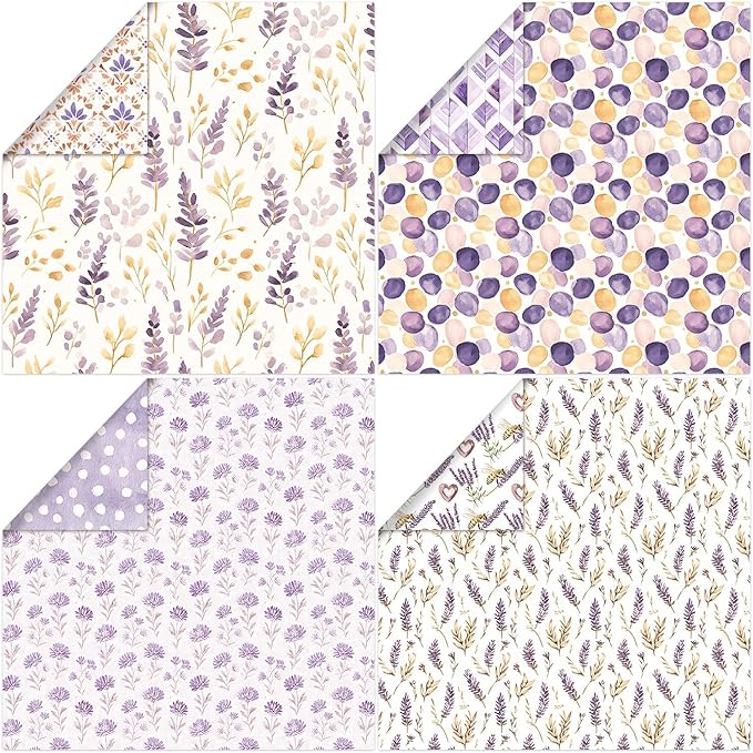 Scrapbook Paper 12x12, Double-Sided Textured Scrapbooking 24 Sheets/24 Designs, Patterned Craft Paper for Junk Journals Greeting Cards Album Decoration