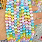 90PCS 8MM Colorful Selenite Gypsum Stone Crystal Beads for Jewelry Making DIY Bracelet 2 Strands