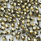200pcs 6mm Bicone Glass Crystal Beads for Jewelry Making, Faceted Bicone Glass Spacer Beads for Bracelet Earring Necklace DIY Craft(Light Gold)