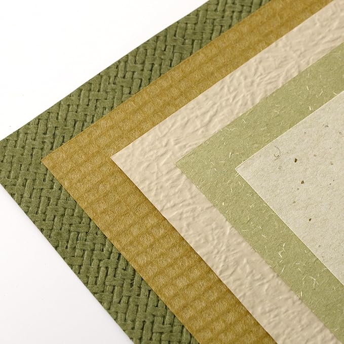 30 sheets Textured art Paper Assorted Set 5.8x8.3 Inch A5 mixed Special Craft Paper for Scrapbooking Junk Journaling Supplies dialy Plan gift Card Embellishments work (Green)