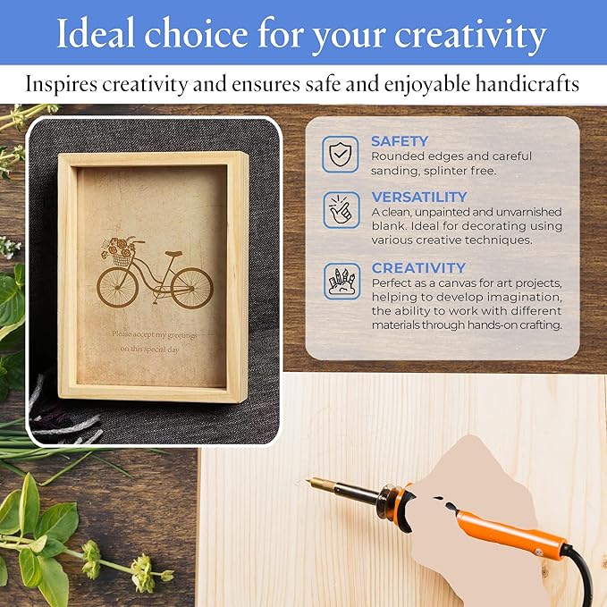 Narrow Wood Canvas 12 x 24 x 1-1/2-inch, Wooden Sign Blanks with Frame for Panoramic Style Photo Display, by Woodpeckers