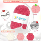 Katech Crochet Kit for Beginners, Learn to Crochet Granny Square Star Blanket Kits w/Step-by-Step Video Tutorials-Complete Beginner Crocheting Kit for Adults Kids-Easy Knitting Kit w/Enough Soft Yarn