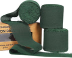 3 Rolls Dark Green Handmade Fringe Chiffon Ribbon 1.5" x 7Yd Silk-Like Colorful Rustic Ribbon for Bouquets Wrapping Decor Wedding Tie Invitations Crafts