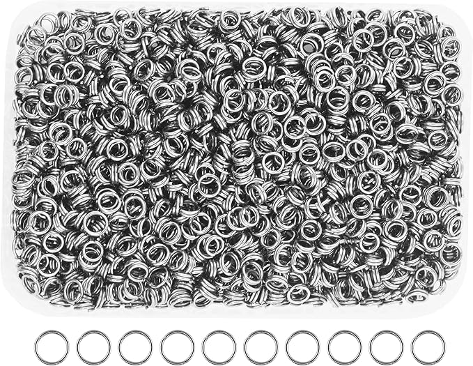 Mandala Crafts 4mm Gunmetal Double Jump Rings for Jewelry Making - 1600 Pcs Small Split Key Rings Set for Crafts, DIY Keychains, and Accessories
