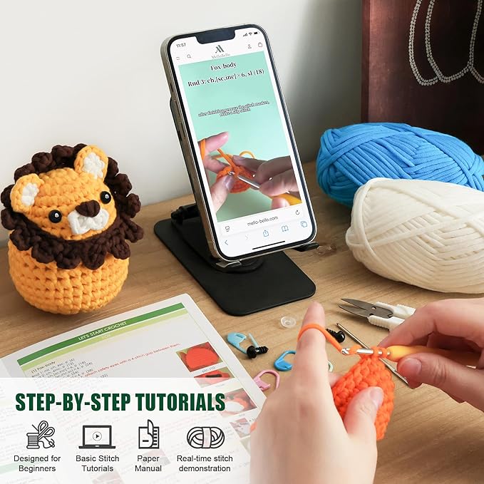 Crochet Kit for Beginners - Crochet Kits Knitting & Crochet Animals Beginner Crochet Kit for Adults Kids Amigurumi Crocheting Kit with Step-by-Step Tutorials Gift for Girl Women Kid - Forest Friends