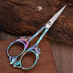 Sewing Embroidery Scissors – Small Vintage Sharp Detail Shears for Craft, Artwork, Needlework Yarn, Handicraft DIY Tool, Thread Snips, 4.7in Rainbow Butterfly Style