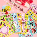 Valentine Stickers for Kids Toddlers, 36 Sheets Valentines Day Make a Face Stickers, Make Your Own Animal with Heart Mix Stickers for Kids Valentines Day Activities Party Favors