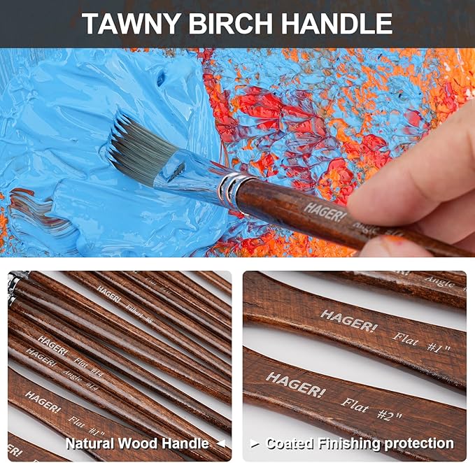 20 Pieces Paint Brushes, Expert Synthetic Nylon Bristles Paint Brush Kit with Palette Knife & Suede Leather Roll, Paint Brushes Set for Oil, Acrylic, Watercolor, Gouache and Detail Paintings