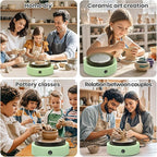 Skirfy Mini Pottery Wheel for Beginners Adults 9.5"Ceramic Machine for Kids Art Craft Glow in Dark Kits 2.2LB Air-Dry Clay,Carving Tools Adjustable Speed,Home Decor DIY Projects Birthday Gift