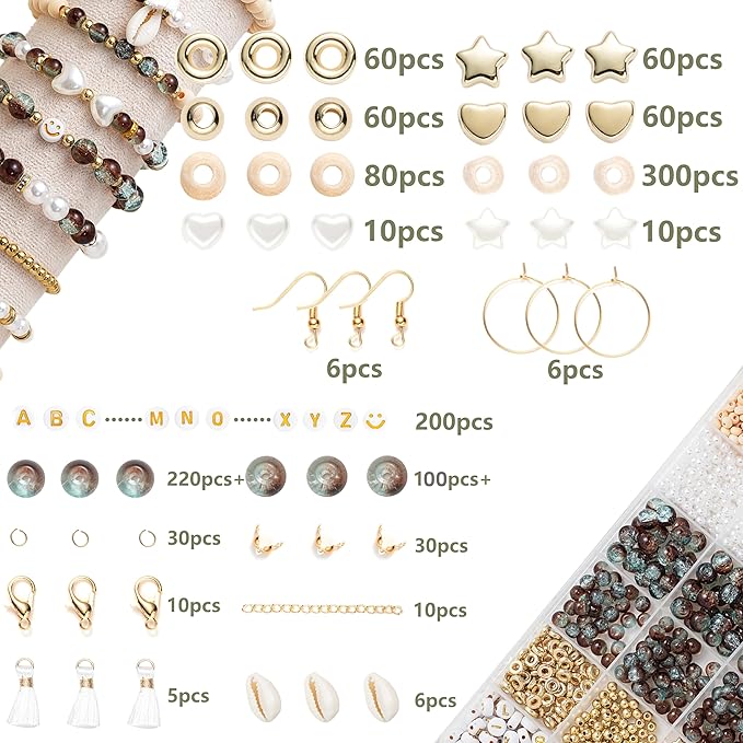 Xylise 6mm/8mm Crackle Glass Beads Bracelet Making Kit Crystal Glass Beads Jewelry Making Kit, Friendship Bracelet kit for DIY Crafts Gifts