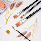 Fuumuui Grainer Brush Set–5pcs Professional Flat Comb Brushes for Unique Texture Painting Perfect for Artists Acrylic, Watercolor and Oil