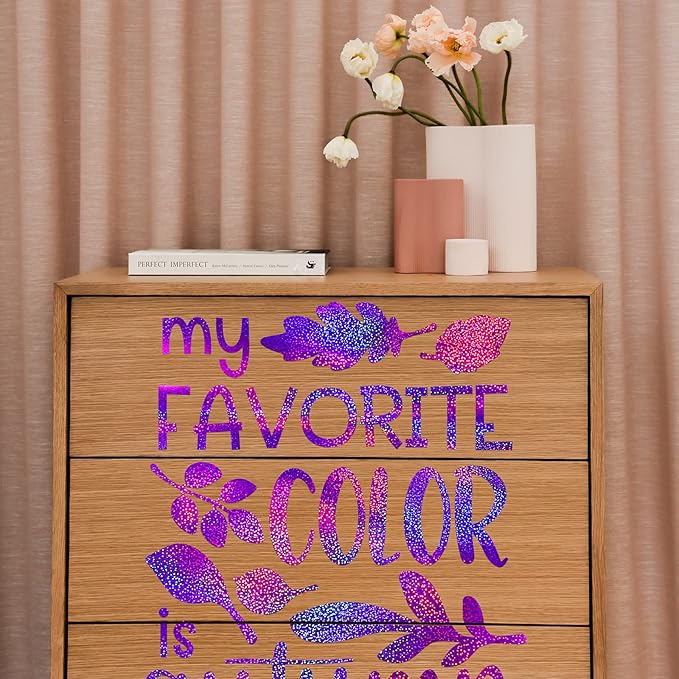 GIRAFVINYL Purple Holographic Vinyl - 12" x10ft Glitter Vinyl for DIY Halloween Signs, Home and Car Decorations