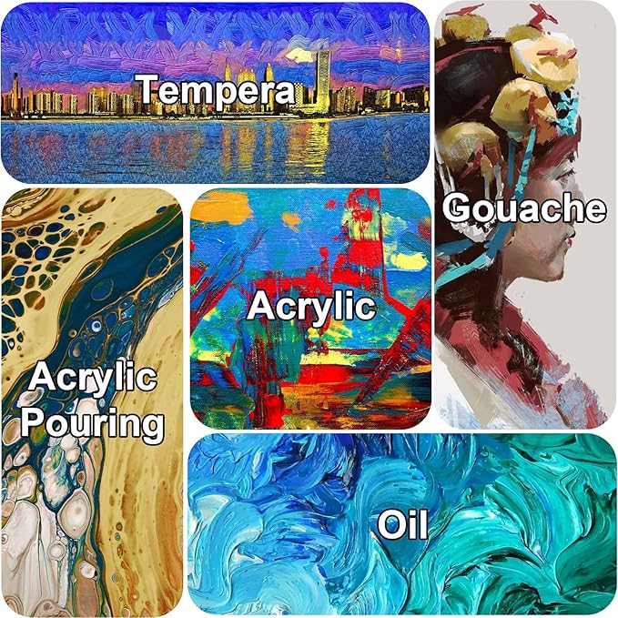 Gallery Wrapped Stretched Canvases for Painting 10x20 Inch 3-Pack, 16 oz Triple Primed Acid-Free 100% Cotton Blank Canvas, Rectangular Spline Canvas for Oil Paint Acrylics Pouring & Wet Art Media