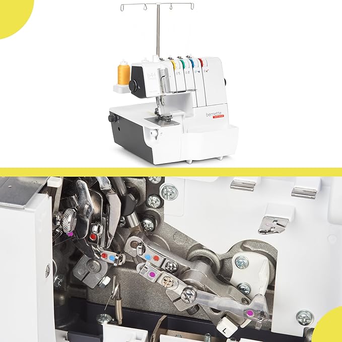 Bernette B44 Funlock Overlock Serger Sewing Machine | Threads Bundle, Scissors, Rotary Cutter, Needles, Foldable Cutting Mat | Heavy Duty Stitching & Quilting Performance | Beginners to Professional