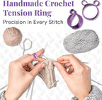 Crochet Tension Ring For Finger, Left & Right Handed Yarn Ring, Birthday Crochet Gifts For Crocheters, Knitters, Mother's Day Gifts For Mom, Grandma (Size 7-10, Turquoise)