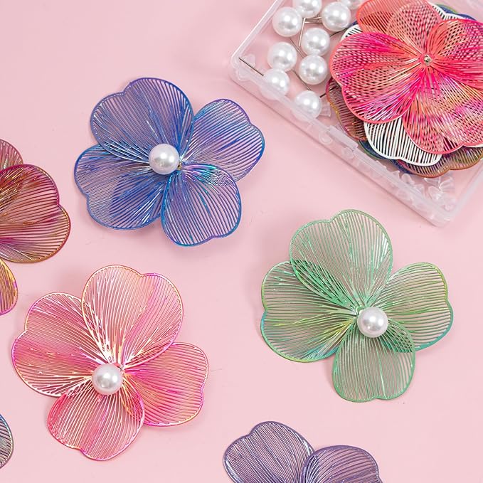 COLIGREE 6 Pairs Hollow Flower Filigree Stud Earrings Dazzling Floral Charms Jewelry Making Kits for DIY Earrings Necklaces Rings Hair Jewelries