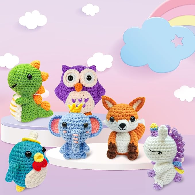 Mobelixy 6PCS Crochet Kit for Beginners, 2026 Christmas Knitting Kit with Step-by-Step Video Tutorials, Beginner Crochet Kit for Adults