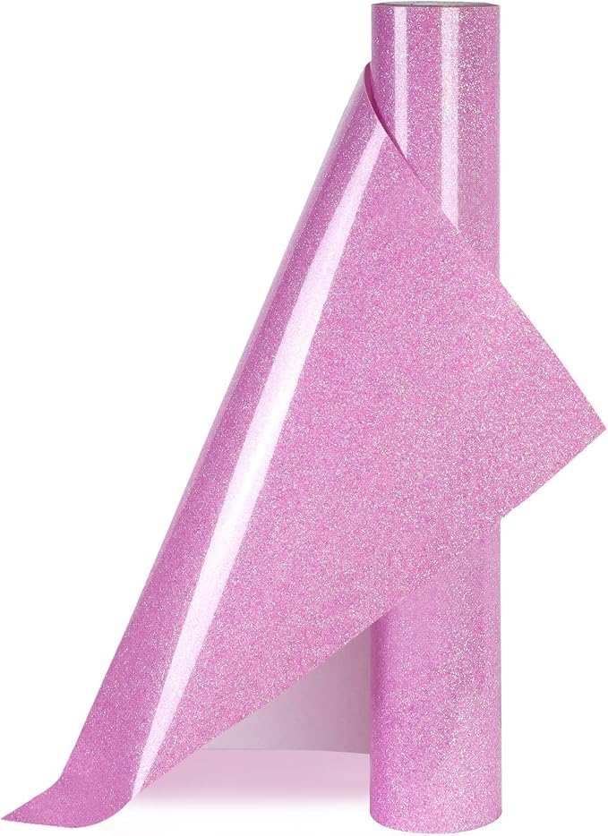 Purple Glitter HTV Heat Transfer Vinyl Rolls12inch by 9feet PU Stretch Iron on Vinyl HTV Vinyl for T-Shirt for Silhouette and Cameo (9Ft, Z1-Glitter Purple)