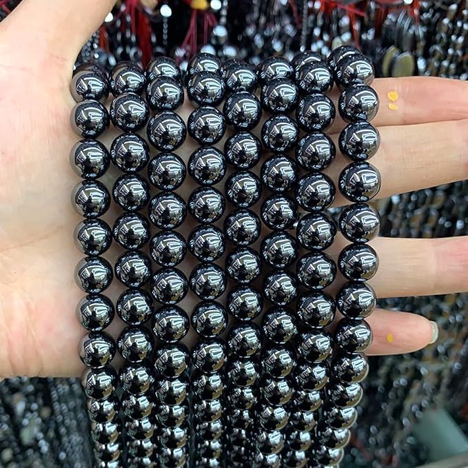 71pcs 6mm AAA Black Hematite Beads Natural Stone Gemstone Round Loose Beads for Jewelry Making DIY Bracelets Necklace Earrings